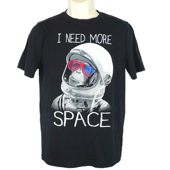 Arizona Jean I Need More Space Monkey T-Shirt Boys Size XL 18 20 Black Short Slv - Picture 1 of 3
